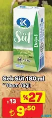 SEK SÜT YARIM YAĞLI 180 ML